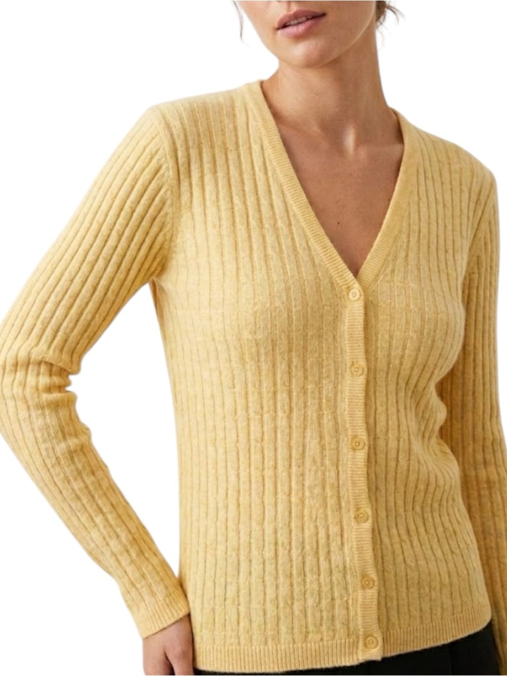 Izzy Cardigan in Light Yellow - Size M - Vintage Y2K